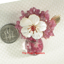 Load image into Gallery viewer, 9700030-Mother-of-Pearl-Red-Quartz-Crystal-Flower-Brooch-Pendant