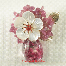 Load image into Gallery viewer, 9700030-Mother-of-Pearl-Red-Quartz-Crystal-Flower-Brooch-Pendant
