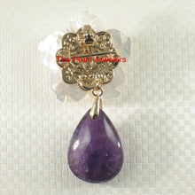 Load image into Gallery viewer, 9700040-Mother-of-Pearl-Cubic-Zirconia-Amethyst-Flower-Design-Brooch-Pendant