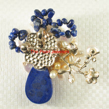 Load image into Gallery viewer, 9700070-Handcrafted-Keshi-Pearl-Blue-Lapis-Flower-Design-Brooch-Pin-Pendant