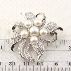 9700103-Handcrafted-White-Pearl -Flower-Design-Brooch-Pin