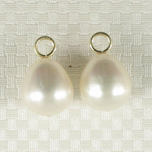 Load image into Gallery viewer, P15260-10-Pair of 9.5-10mm White Pearl; 14k Yellow Gold 4mm Eye Pin for Hoop Earrings