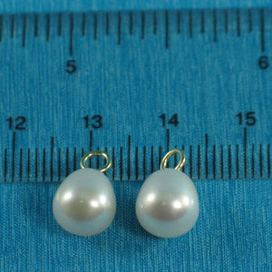 P15260-8-Pair of 8-8.5mm White Pearl; 14k Yellow Gold 4mm Eye Pin for Hoop Earrings