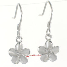Load image into Gallery viewer, 9130020-Hawaiian-Jewelry-Plumeria-Flowers-Crafted-Silver-925-Hook-Earrings