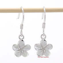 Load image into Gallery viewer, 9130020-Hawaiian-Jewelry-Plumeria-Flowers-Crafted-Silver-925-Hook-Earrings