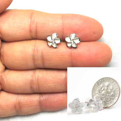 9130030-Sterling-Silver-925-Lovely-Hawaiian-Plumeria-Flower-Stud-Earrings