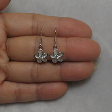 Load image into Gallery viewer, 9130050-Solid-Sterling-Silver-Cubic-Zirconia-Plumeria-Dangle-Earrings