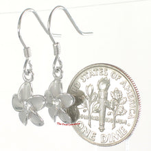 Load image into Gallery viewer, 9130050-Solid-Sterling-Silver-Cubic-Zirconia-Plumeria-Dangle-Earrings