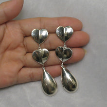 Load image into Gallery viewer, 9130123-Solid-Sterling-Silver-.925-Dangle-Hearts-Unique-Stud-Earrings