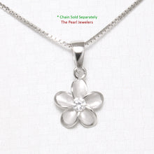 Load image into Gallery viewer, 9230040-Sterling-Silver-925-Hawaiian-Traditional-Plumeria-Cubic-Zirconia-Pendant