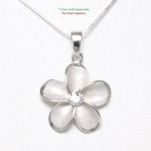 Load image into Gallery viewer, 9230060-Hawaiian-Jewelry-Plumeria-Cubic Zirconia-Sterling-Silver-925-Pendant