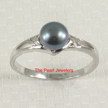 Load image into Gallery viewer, 9300041-Cute-Solid-Sterling-Silver-925-Black-Blue-Cultured-Pearl-Solitaire-Ring
