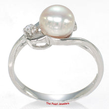 Load image into Gallery viewer, 9300052-Cute-Solid-Sterling-Silver-Peach-Cultured-Pearl-Cubic-Zirconia-Ring