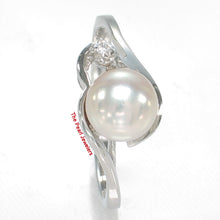 Load image into Gallery viewer, 9300052-Cute-Solid-Sterling-Silver-Peach-Cultured-Pearl-Cubic-Zirconia-Ring