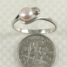 Load image into Gallery viewer, 9300052-Cute-Solid-Sterling-Silver-Peach-Cultured-Pearl-Cubic-Zirconia-Ring