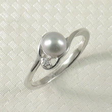 Load image into Gallery viewer, 9300053-Cute-Solid-Sterling-Silver-Silver-Tone-Pearl-Cubic-Zirconia-Ring