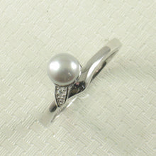 Load image into Gallery viewer, 9300063-Silver-Tone-Pearl-C.Z.-Solitaires-Accents-Sterling-Silver-Ring