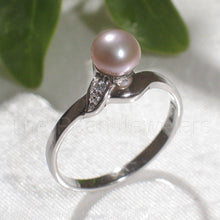 Load image into Gallery viewer, 9300064-Romantic-Lavender-Pearl-C.Z.-Solitaires-Accents-Sterling-Silver-Ring
