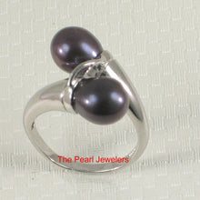 Load image into Gallery viewer, 9300091B-Solid-Sterling-Silver-.925-Twin-Black–Blue-Cultured-Pearl-Cocktail-Ring