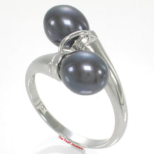 Load image into Gallery viewer, 9300091B-Solid-Sterling-Silver-.925-Twin-Black–Blue-Cultured-Pearl-Cocktail-Ring