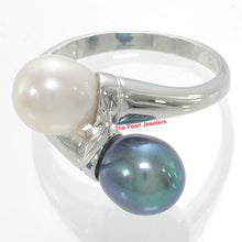 Load image into Gallery viewer, 9300093-Solid-Sterling-Silver-.925-Twin-White-Black-F/W-Cultured-Pearl-Cocktail-Ring