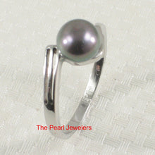 Load image into Gallery viewer, 9300171-Solid-Sterling-Silver-.925-Black-Freshwater-Cultured-Pearl-Solitaire-Ring