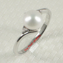 Load image into Gallery viewer, 9300180-Sterling-Silver-925-White-Pearl-Cubic-Zirconia-Solitaires-with-Accents-Ring
