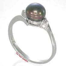 Load image into Gallery viewer, 9300181-Solid-Silver-.925-Black-Pearl-Cubic-Zirconia-Solitaires-Accents-Ring