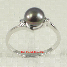 Load image into Gallery viewer, 9300181-Solid-Silver-.925-Black-Pearl-Cubic-Zirconia-Solitaires-Accents-Ring