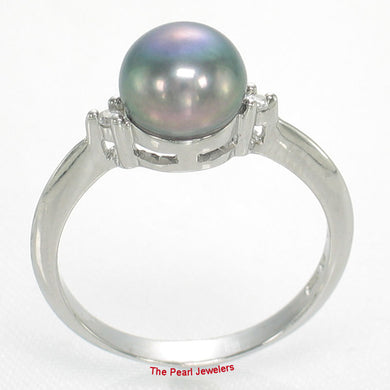 9300201-Solid-Silver-925-Black-Pearl-Cubic-Zirconia-Solitaire-with-Accents-Ring