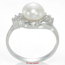 Load image into Gallery viewer, 9300210-Solid-Silver-.925-Cubic-Zirconia-Freshwater-White-Pearl-Lady-Ring