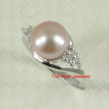 Load image into Gallery viewer, 9300214-Solid-Silver-.925-Cubic-Zirconia-Freshwater-Lavender-Pearl-Lady-Ring