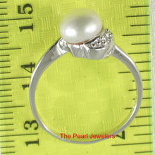 Load image into Gallery viewer, 9300250-Sterling-Silver-Cubic-Zirconia-White-Freshwater-Cultured-Pearl-Ring
