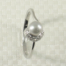 Load image into Gallery viewer, 9300253-Sterling-Silver-Cubic-Zirconia-Silver-Tone-Freshwater-Cultured-Pearl-Ring