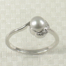 Load image into Gallery viewer, 9300253-Sterling-Silver-Cubic-Zirconia-Silver-Tone-Freshwater-Cultured-Pearl-Ring