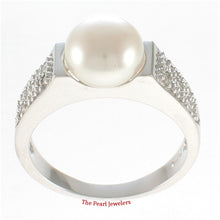 Load image into Gallery viewer, 9300510-White-Cultured-Freshwater-Pearl-Cubic-Zirconia-Ring-Sterling-Silver