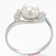 Load image into Gallery viewer, 9302260-Sterling-Silver-Cultured-White-Pearl-and-Cubic-Zirconia-Ring