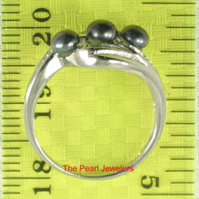 Load image into Gallery viewer, 9309831-Black-Cultured-Freshwater-Pearl-Cubic-Zirconia-Ring-Sterling-Silver