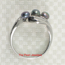 Load image into Gallery viewer, 9309833-Mix-Black-Cultured-Freshwater-Pearl-Cubic-Zirconia-Ring-Sterling-Silver