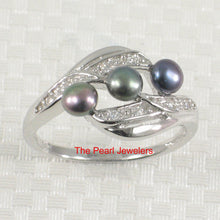 Load image into Gallery viewer, 9309833-Mix-Black-Cultured-Freshwater-Pearl-Cubic-Zirconia-Ring-Sterling-Silver