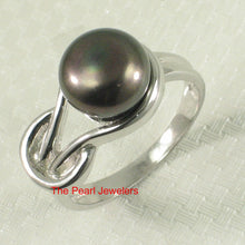 Load image into Gallery viewer, 9309871-Solid-Sterling-Silver-925-Love-Knot-Black-Cultured-Pearl-Rings