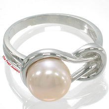 Load image into Gallery viewer, 9309872-Solid-Sterling-Silver-925-Love-Knot-Pink-Cultured-Pearl-Rings
