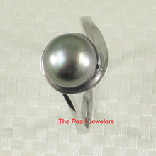 Load image into Gallery viewer, 9309891-Solid-Silver-.925-Black-Cultured-Freshwater-Pearl-Solitaire-Ring