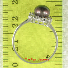 Load image into Gallery viewer, 9309991-Solid-Silver-.925-Tradition-Black-Cultured-Pearl-Cubic-Zirconia-Ring
