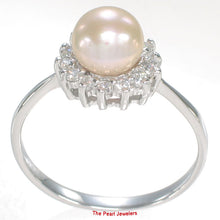 Load image into Gallery viewer, 9309992-Solid-Silver-.925-Tradition-Pink-Cultured-Pearl-Cubic-Zirconia-Ring