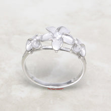 Load image into Gallery viewer, 9330060-Solid-Sterling-Silver-Hawaiian-Triple-Plumeria-Cubic-Zirconia-Ring