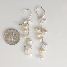 Load image into Gallery viewer, 9100334-Solid-Silver-925-Chain-Pale-Mix-Pearl-Handcrafted-Leverback-Earrings