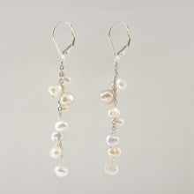 Load image into Gallery viewer, 9100334-Solid-Silver-925-Chain-Pale-Mix-Pearl-Handcrafted-Leverback-Earrings